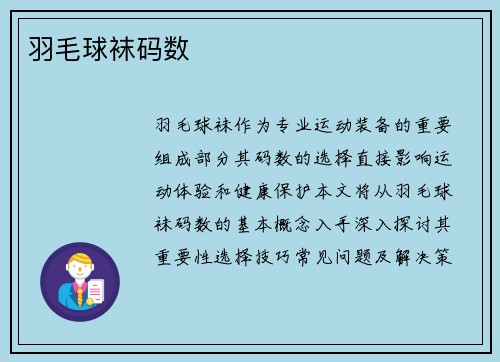 羽毛球袜码数